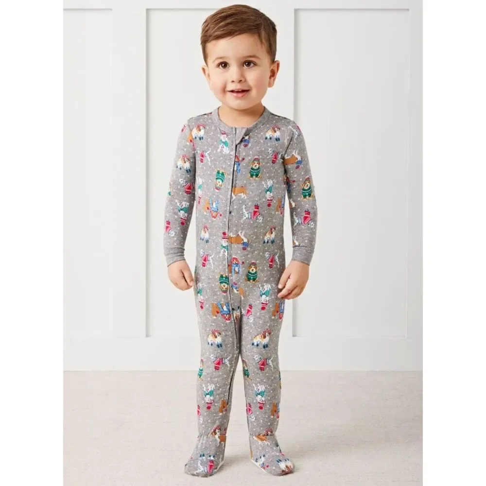 NEW Boys Sz 24 Months Footed Snug Fitting Christmas Holiday Puppy Dog Sleeper